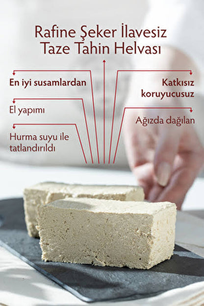 Rafine şeker ilavesiz - Sade Taze Tahin Helvası 400 gr-Rafine Şeker İlavesiz - Sade Taze Tahin Helvası